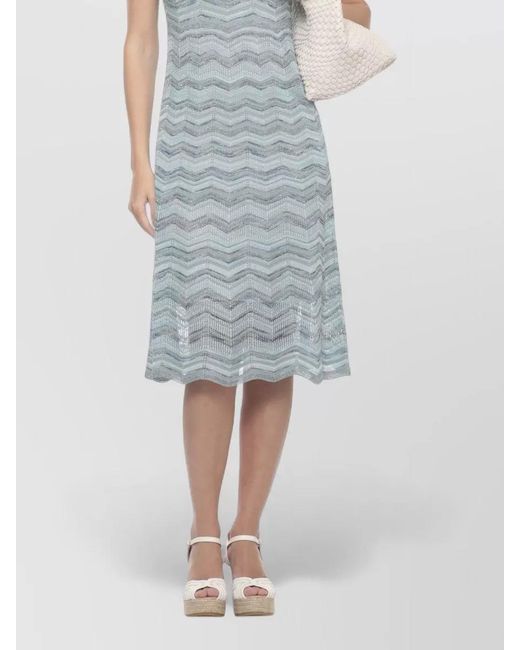 D.exterior Blue Knee Length Viscose Dress Geometric Pattern