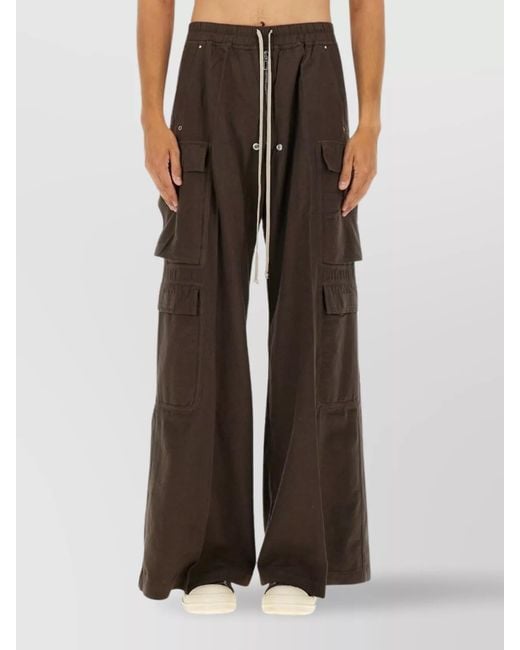 Rick Owens Brown Cotton Double Cargo Wide-Leg Trousers for men