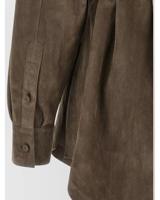 Fendi Green Lamb Leather Suede Oversized Shirt