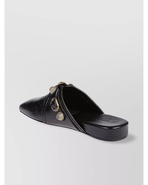 Balenciaga Black Leather Cosy Cagole Slippers
