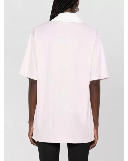 Courreges Pink Oversized V-Neck Short-Sleeve Polo Top