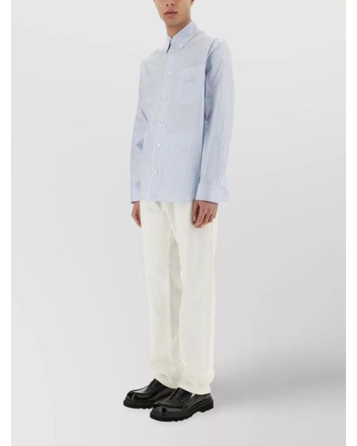 Versace White Striped Cotton Shirt for men