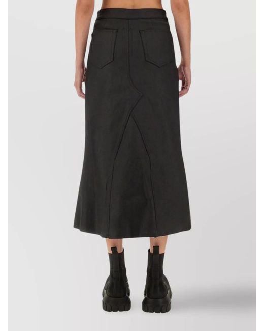 Rick Owens Black Denim Straight Skirt