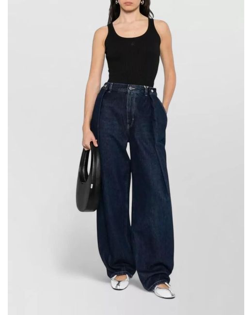 Amiri Blue Ma Embroidery Ribbed Tank Scoop Neck