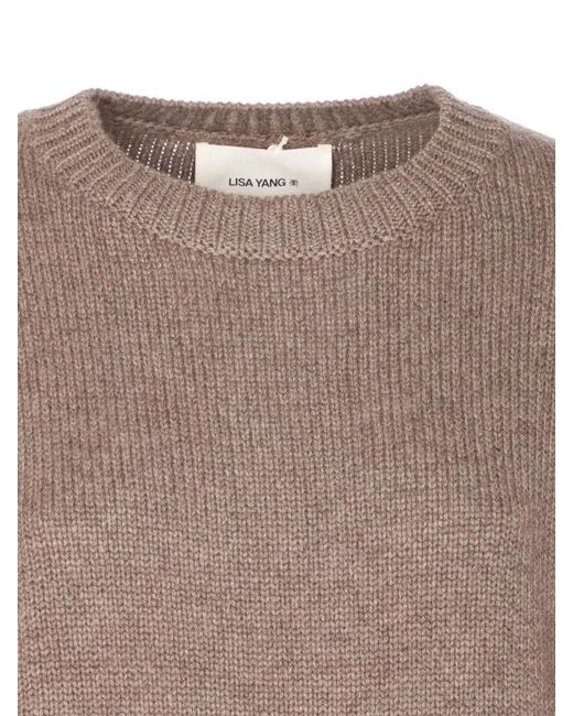 Lisa Yang Natural Cashmere Ribbed Crew-Neck Oversized Jumper