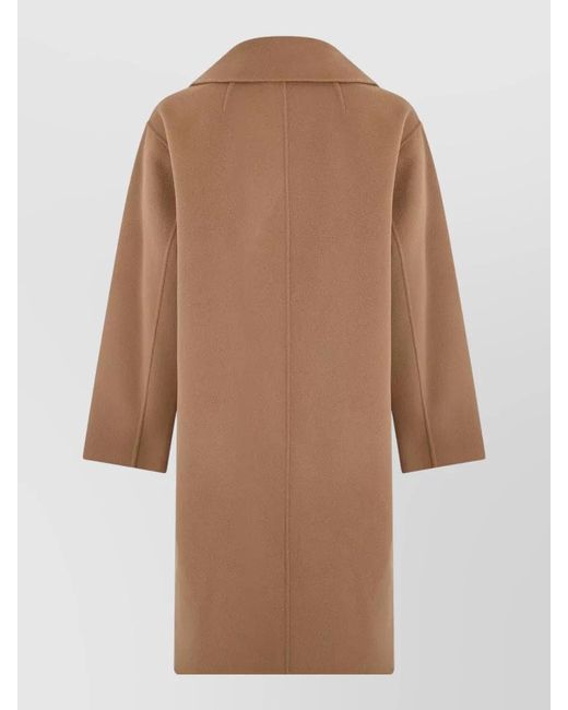 Max Mara Brown Double Breasted Virgin Wool Mid Length Coat