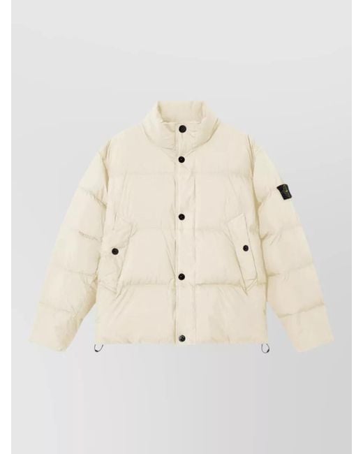 Stone Island Natural Crinkle Reps Nylon Padded Long Coat for men