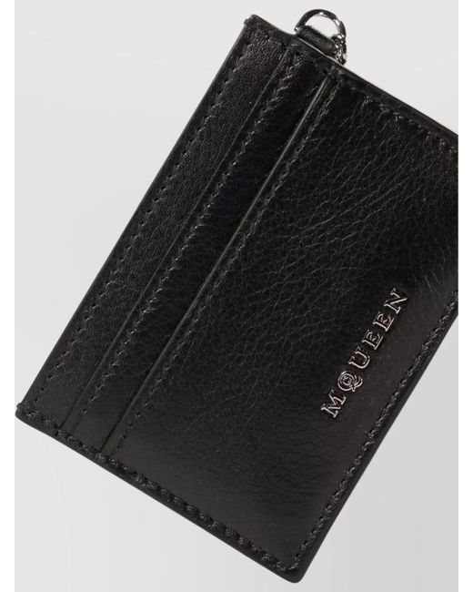 McQueen Black Leather Card Holder