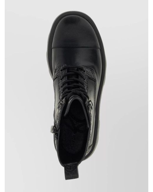 Tory Burch Blue Leather Lace-Up Ankle Boots