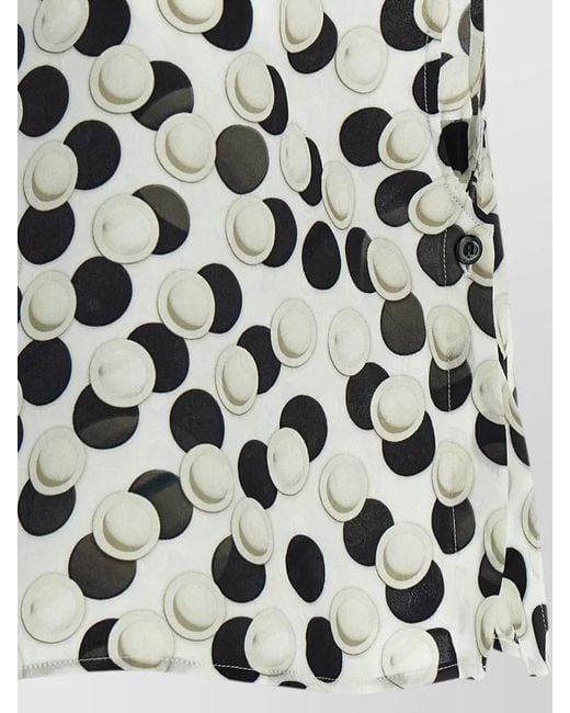 Fendi Black Cropped Top Dot Pattern Collared Sleeveless