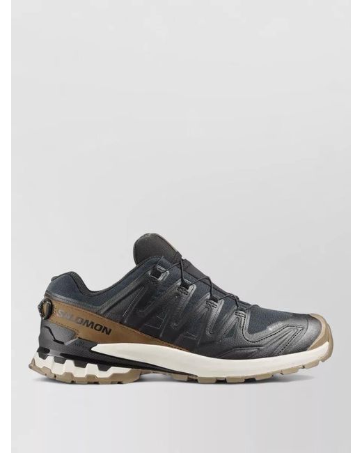 Salomon Gray Lace Up Sneakers Contrasting Sole Detail