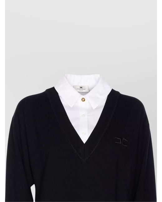 Elisabetta Franchi Blue Dress With Contrast Collar And V-Neckline