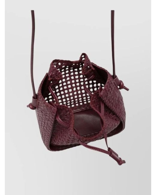 Forte_forte White Pepita Leather Bucket Bag Long Strap