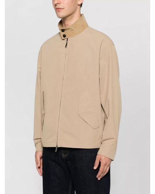 Emporio Armani Natural Nylon Bomber Jacket Corduroy Collar Cuffs for men