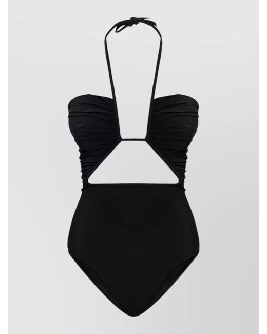 Rick Owens Black Cutout Halterneck Swimsuit