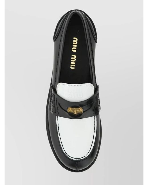 Miu Miu Black Two-Tone Leather Loafers