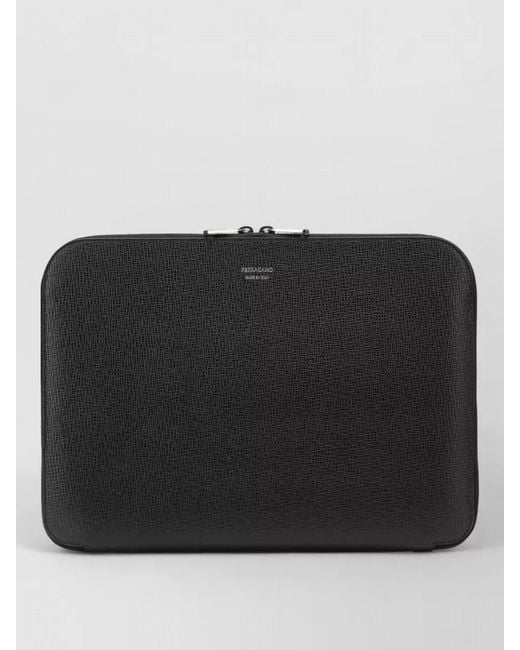 Ferragamo Black Gancini Document Holder Business Briefcase for men