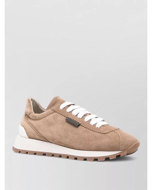 Brunello Cucinelli Pink Leather Low-Top Sneakers