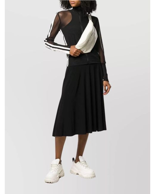 Norma Kamali Black High-Rise Flared Midi Skirt