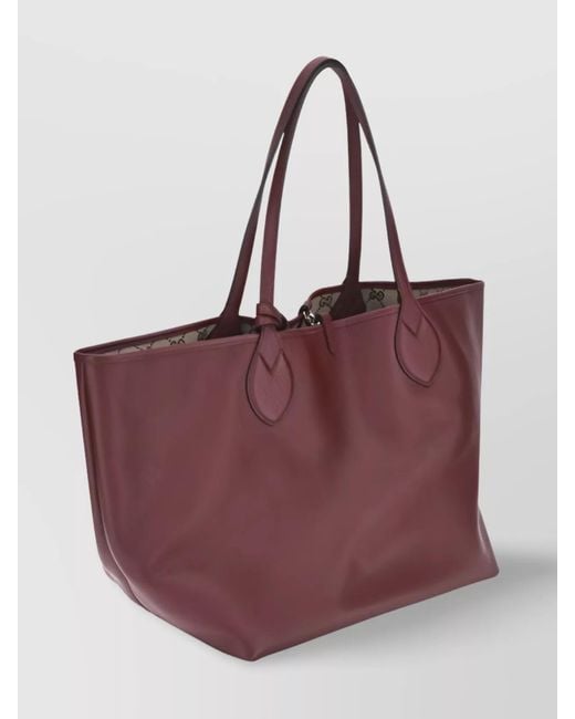 Gucci Purple Large Calfskin Leather Reversible Tote Bag