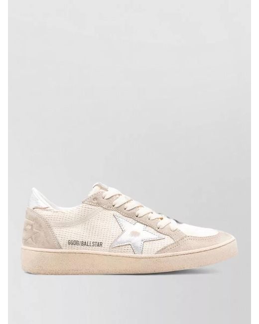 Golden Goose Deluxe Brand Natural Crochet Suede Sneakers Perforated Panel Laminated Accents