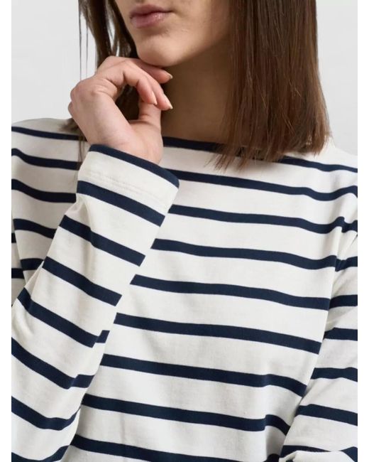 Semicouture Blue Carmelita Striped Crew Neck Cotton Sweater