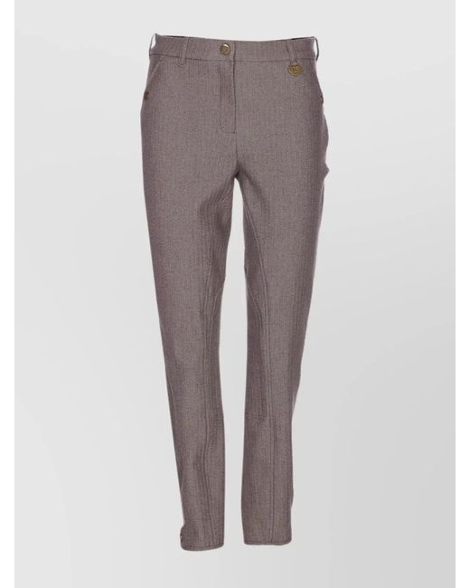 Burberry Women's Gray Tailored Pants With Tapered Leg Design