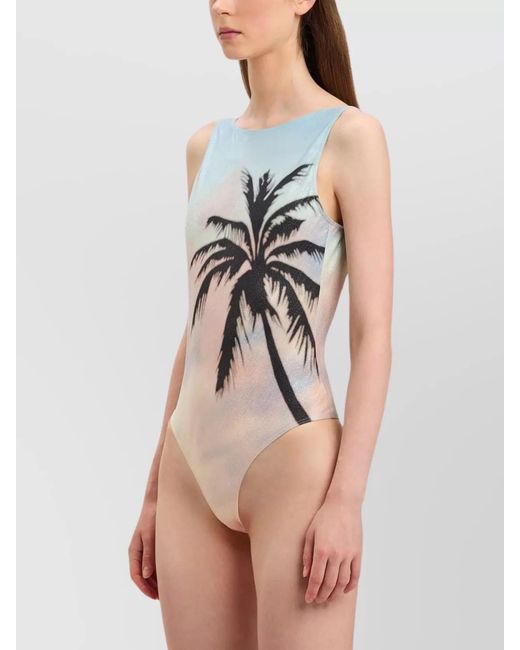 Palm Angels Multicolor Open Back One Piece Swimsuit