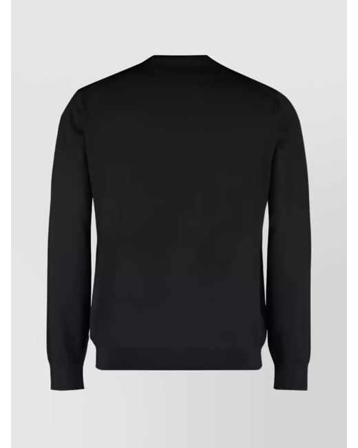 Prada Black Ribbed Wool Crew Neck Sweater for men