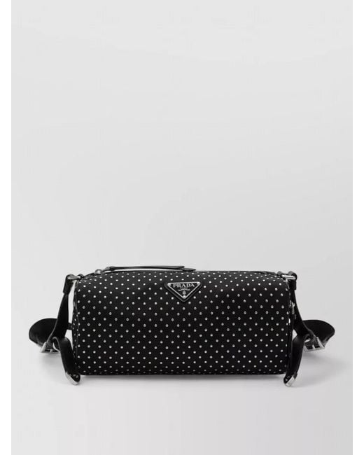 Prada Black Shoulder Bag Adjustable Strap Studded Design
