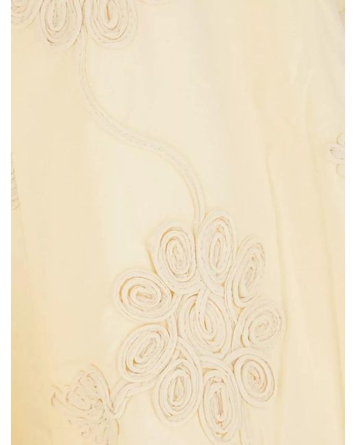ROTATE BIRGER CHRISTENSEN Yellow High Waist Floral Embroidery Midi Skirt