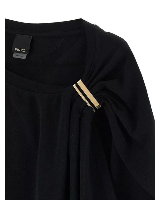Pinko Black Melody Top Draped Detail Tone Hardware