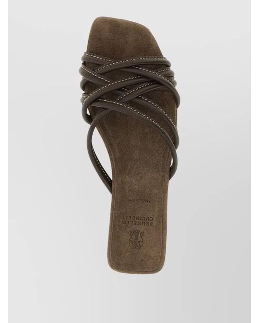 Brunello Cucinelli Multicolor Leather Flat Sandals