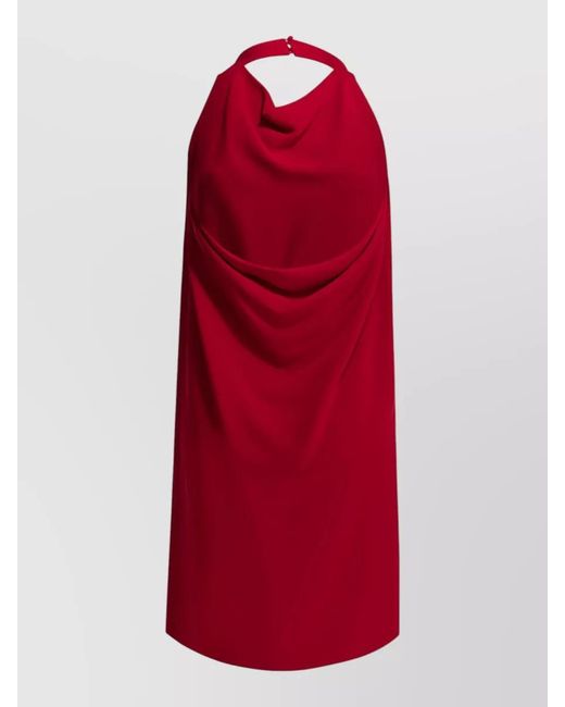 Valentino Red Silk Draped Midi Dress
