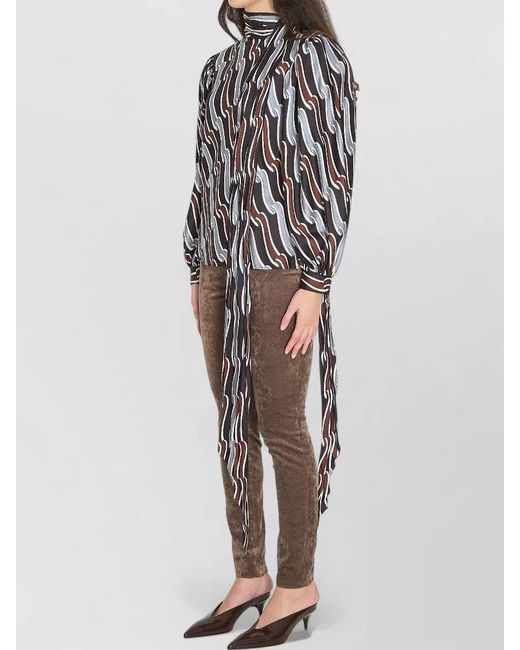 Gucci Black Printed Twill Blouse