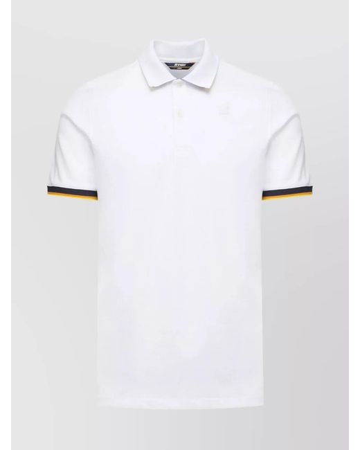 K-Way White Striped Trim Polo Collar T-Shirt for men