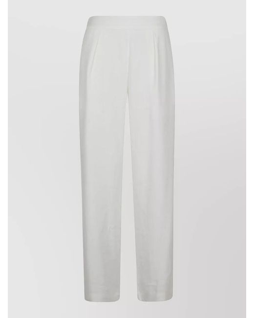 Anemos White Wide Leg Trousers Pleats And Side Pockets
