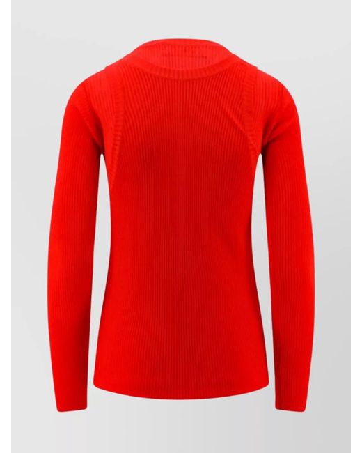 Marni Red Ribbed Viscose Long-Sleeve Top