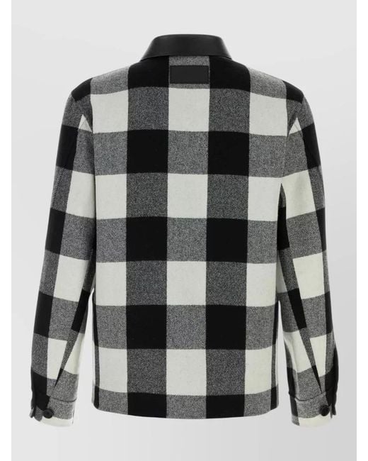 Givenchy Gray Wool Shirt Jacket Collared Neck Check for men