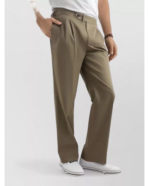 Dolce & Gabbana Natural Tailored Trousers Straight Leg Pleated Front for men