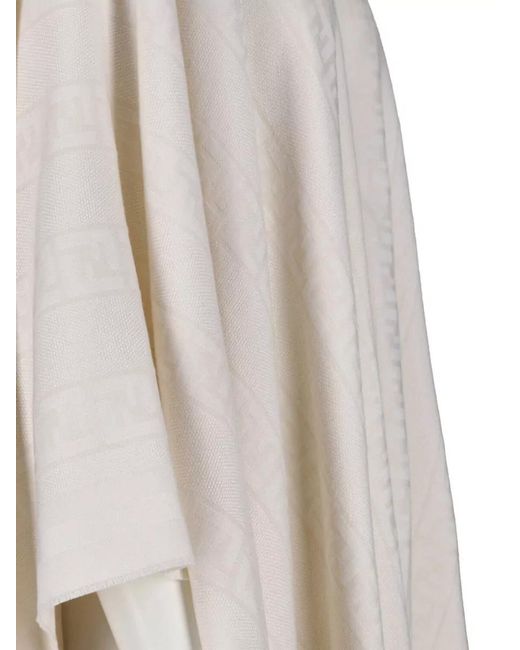 Fendi White Wool Silk Cape