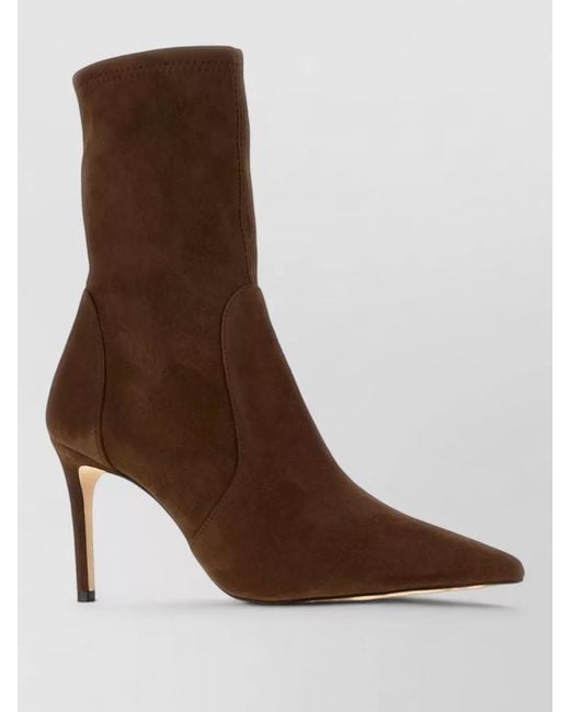 Stuart Weitzman Brown Suede Ankle Boots Pointed Toe Stiletto Heel