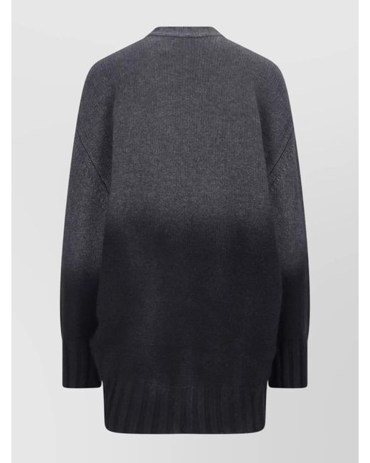 The Attico Blue Wool Cashmere Ribbed Knit Crewneck Mini Dress