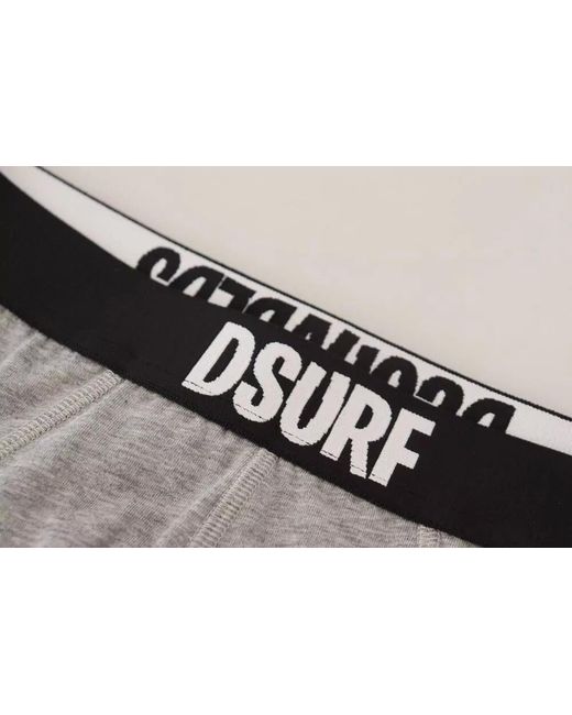 DSquared² Gray Dsurf Logo Cotton Stretch Briefs for men