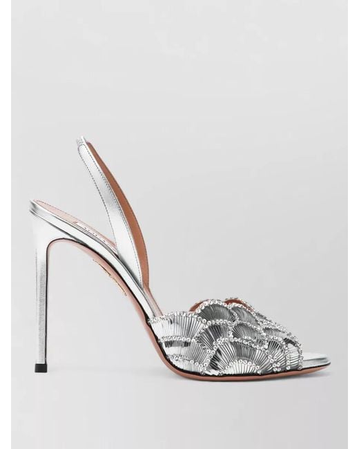 Aquazzura White Slingback Pumps Open Back Stiletto Design