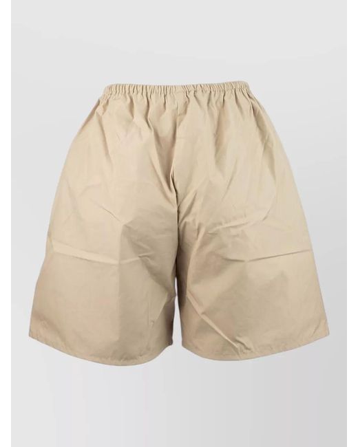 Miu Miu Natural Drawstring Shorts Elastic Waistband Design