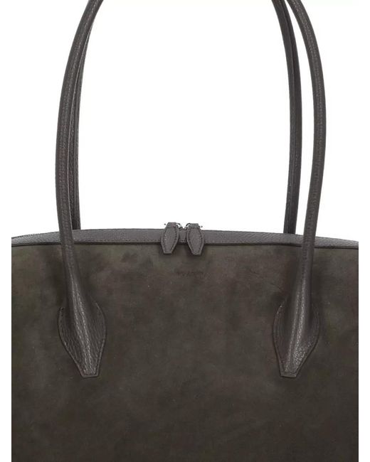 Yuzefi Black Suede Tote Bag Detachable Shoulder Strap