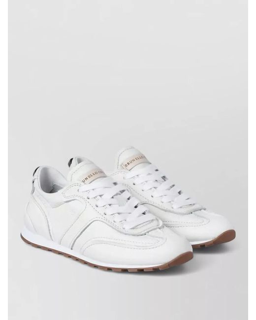 Brunello Cucinelli White Leather Low-Top Sneakers