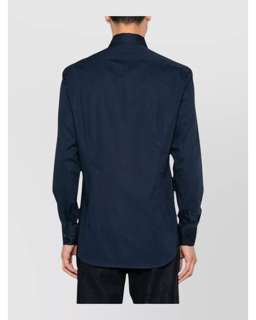 Etro Blue Roma Logo Shirt Regular Fit Long Sleeves for men
