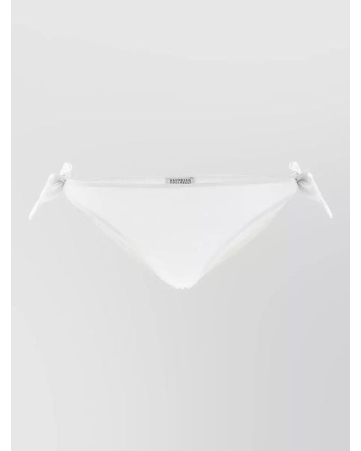 Brunello Cucinelli White Bikini Bottoms Lace Knots Low Waist Techno